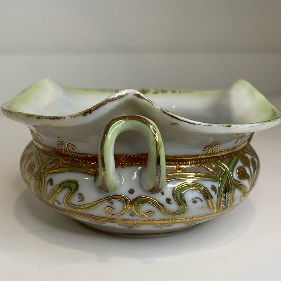 Antique Nippon Hand Painted Moriage Style Small 3 Handle Bowl Dish - Picture 5 of 7